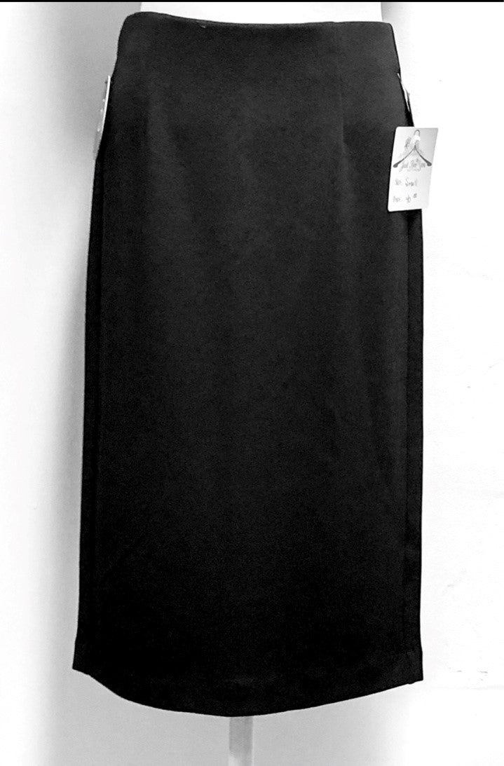 woven crepe black pencil skirt