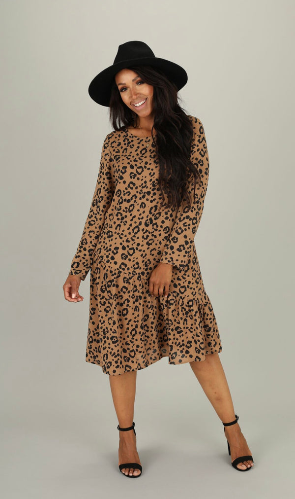 beautiful leopard print dress with ruffle hem