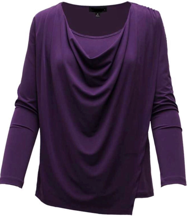 purple blouse with long sleeves